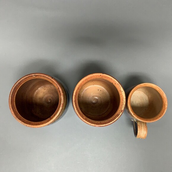 Royce Yoder Stoneware Pottery Purple Multicolor Jars Containers Cup Lot of 3 - Picture 6 of 7